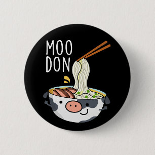 Moo-don Funny Udon Pun Dark BG Button