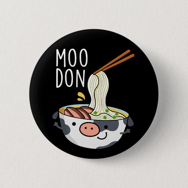 Moo-don Funny Udon Pun Dark BG Button (Vorderseite)