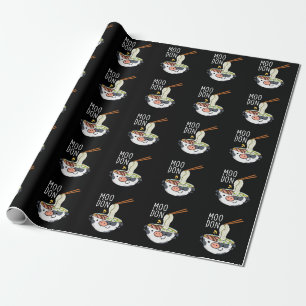Moo-don Funny Udon Pun Dunkler Hintergrund Geschenkpapier