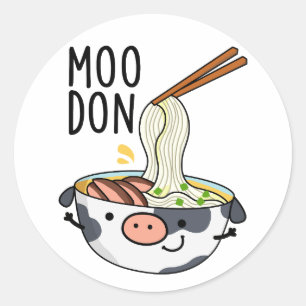 Moo-don Funny Udon Pun Runder Aufkleber