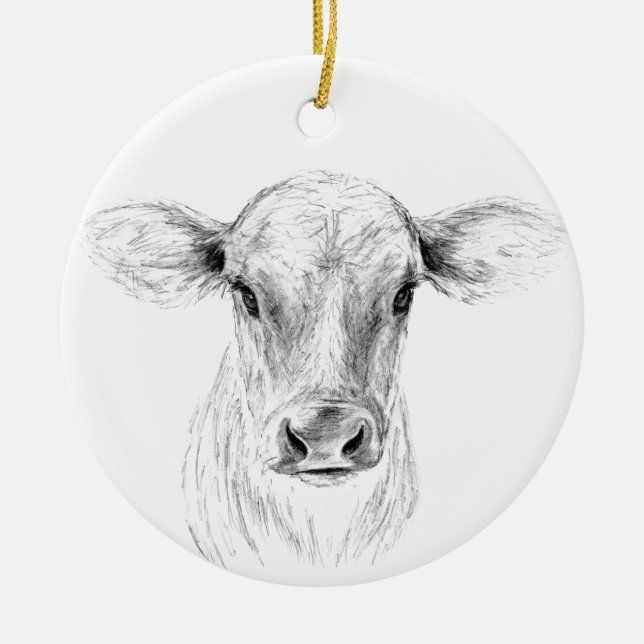 MOO eine junge Jersey-Kuh Keramikornament (Vorne)