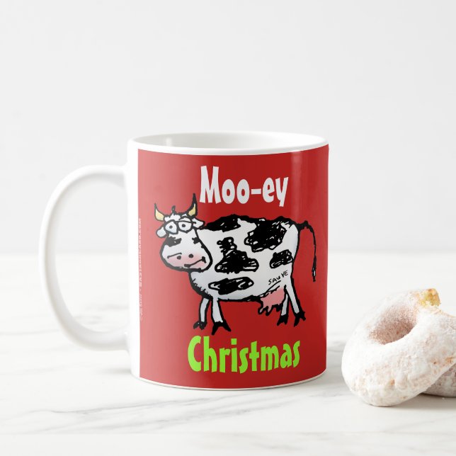 Moo-ey Christmas Funny Cow Tasse (Mit Donut)