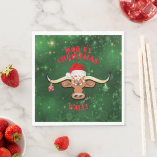 "MOO-ey Christmas, Longhorn Steer Serviette