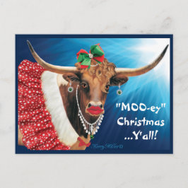 "MOO-ey" Weihnachten, einsame Kuh Postkarte