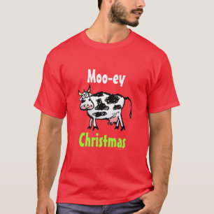 Moo-ey Weihnachtskuh Cartoon T-Shirt