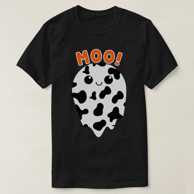 Moo Ghost Funny Cow Print Ghost Niedlich Kuh Muste T-Shirt (Design vorne)