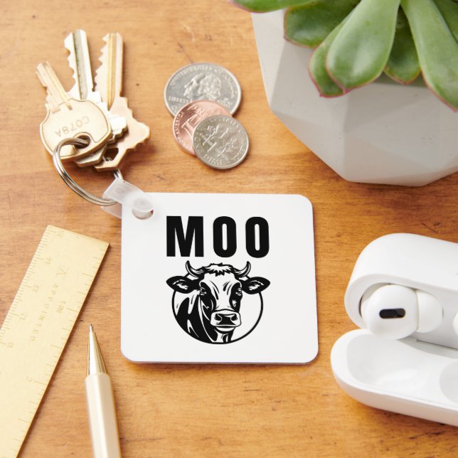 Moo I bin eine Kuhfabrik Schlüsselanhänger (Schreibtisch)