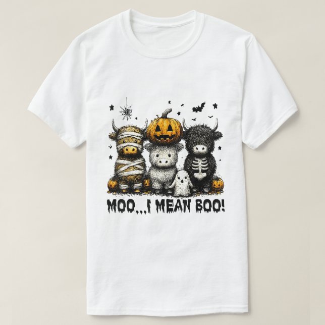 Moo I Gemein Boo Cow Halloween Ghost Shirt (Design vorne)
