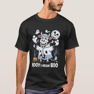 Moo I gemein Boo Funny Beängstigend Skelettkühe in T-Shirt