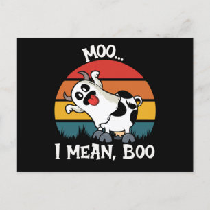 Moo I Gemein Boo Funny Ghost Cow halloween Postkarte