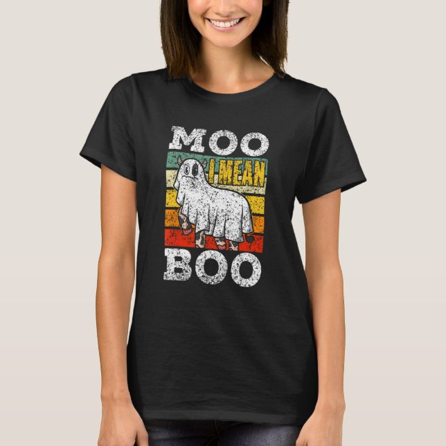 Moo I Gemein Boo Ghost Cows Kuh Halloween T-Shirt (Vorderseite)
