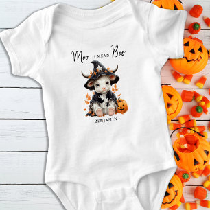 Moo I Gemein Boo Niedlich Halloween Personalisiert Baby Strampler