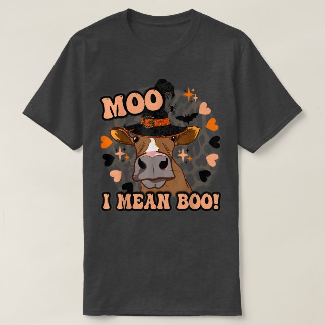 Moo I gemein boo niedliche Halloween Kuh Western F T-Shirt (Design vorne)