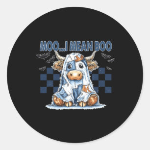 Moo I Gemein Boo Spooky Cow Halloween Patchwork Sp Runder Aufkleber