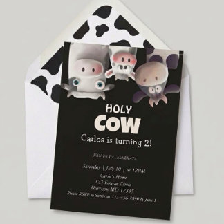 Moo ich bin zwei Cartoon-Kuh zweiter Geburtstag Einladung