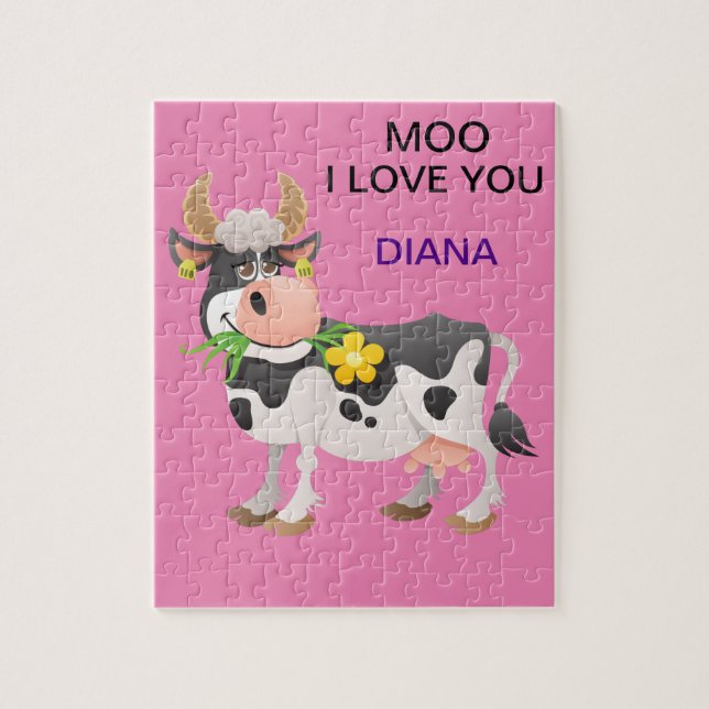 "MOO" ICH LIEBE, DASS DU PUZZLE PERSONALISIERT. (Vertikal)