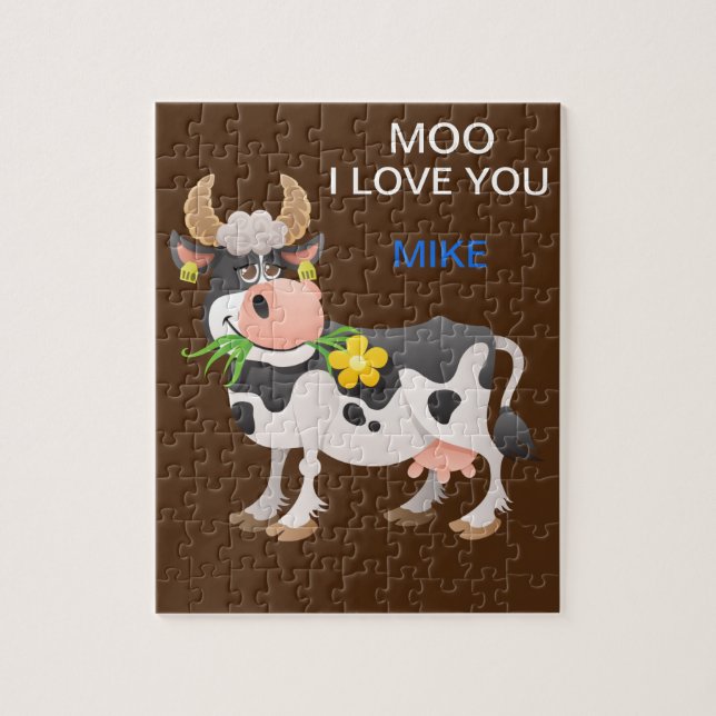 "MOO" ICH LIEBE, DASS DU PUZZLE PERSONALISIERT. (Vertikal)