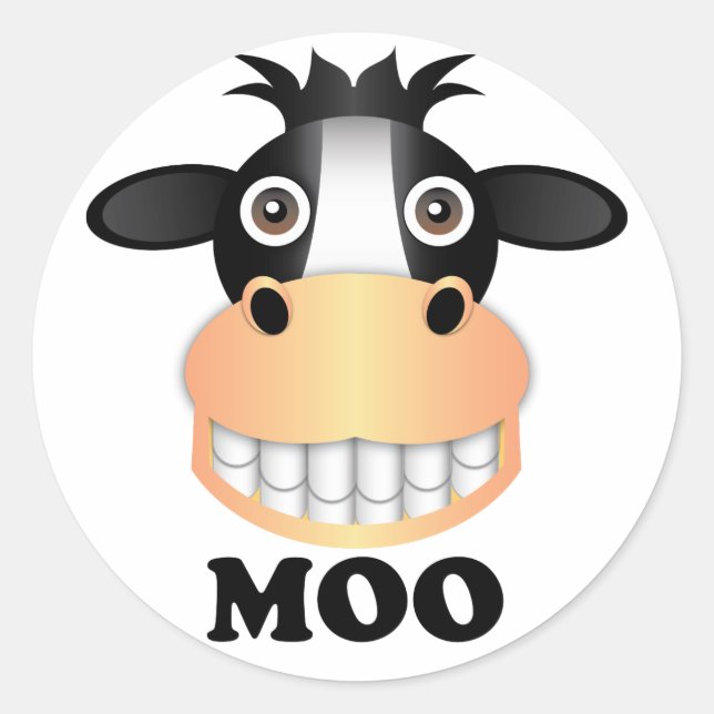 Moo - Klassischer Rundaufkleber, glänzende  Runder Aufkleber (Vorderseite)