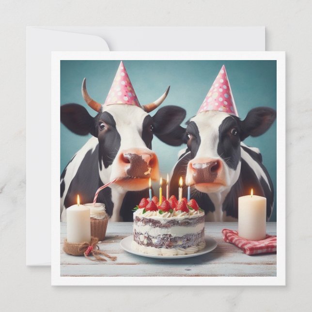 Moo, komm schon vorbei! Kuhgeburtstag, BauernGebur Karte (Vorderseite)