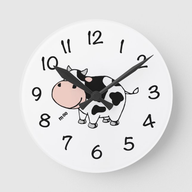 MOO-Kuh-Uhr Runde Wanduhr (Vorderseite)