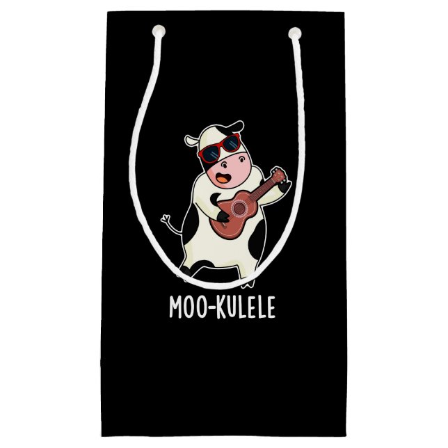 Moo-kulele Funny Ukulele Kuh Pun Dark BG Kleine Geschenktüte (Vorderseite)
