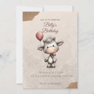 Moo Magie: Edition zum ersten Geburtstag! Einladung