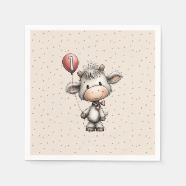 Moo Magie: Edition zum ersten Geburtstag! Serviette (Vorderseite)