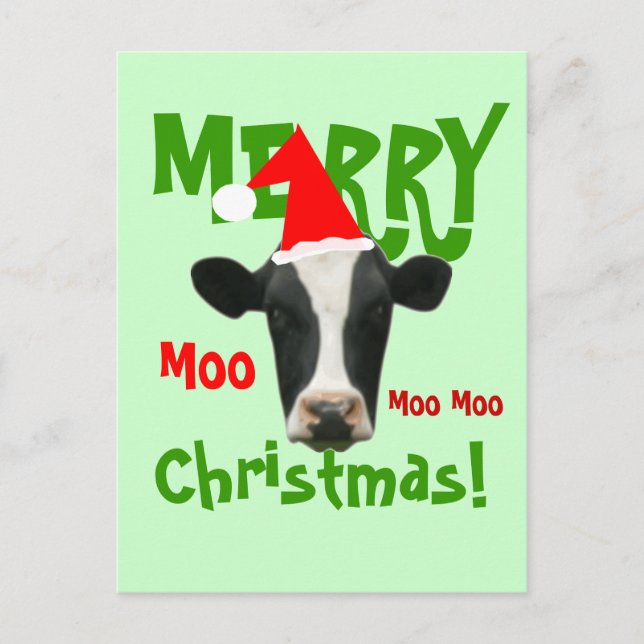 Moo Moo Frohe Weihnachtskuh Postkarte (Vorderseite)