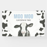 MOO MOO Ich bin zwei Kuh-Druck-Geburtstagsbanner