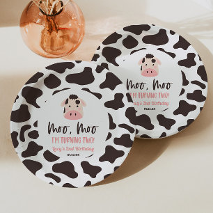 Moo Moo Ich wende zwei Kuh 2. Geburtstag Party Pappteller