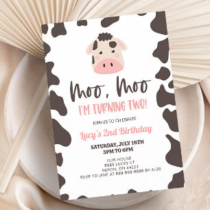 Moo Moo ich werde zwei Kuh-Geburtstag Einladung