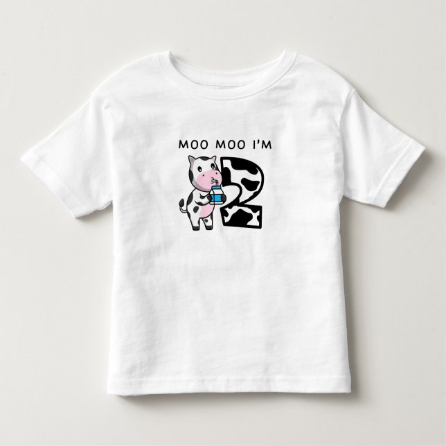 Moo Moo I'm Two 2. Birthday Funny Cow Sounds Kleinkind T-shirt (Vorderseite)