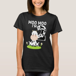 Moo Moo I'm Two 2nd Birthday Funny Niedliche Kuh S T-Shirt