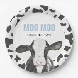 MOO MOO I'm TWO Cow Print birthday Paper Plates Pappteller