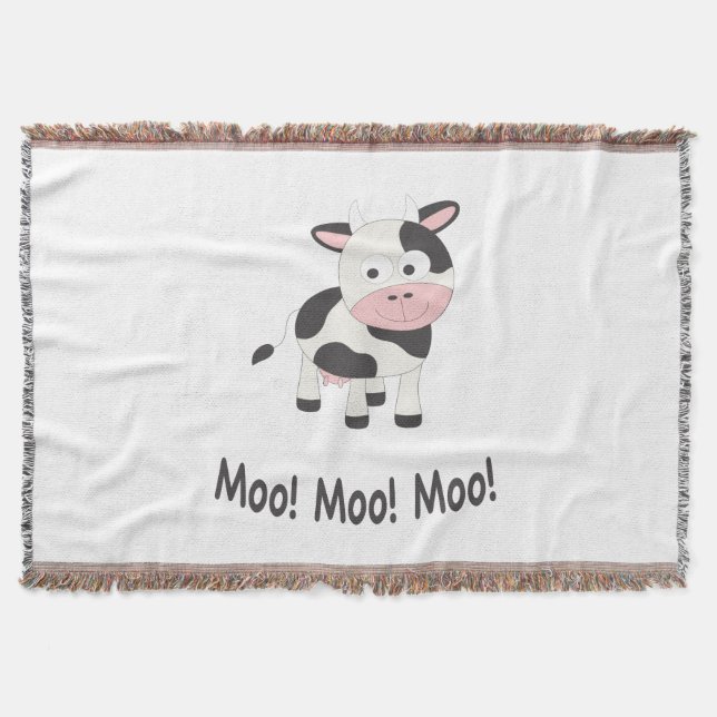 Moo Moo Moo Niedlicher Cartoon Kuh Decke (Vorderseite)