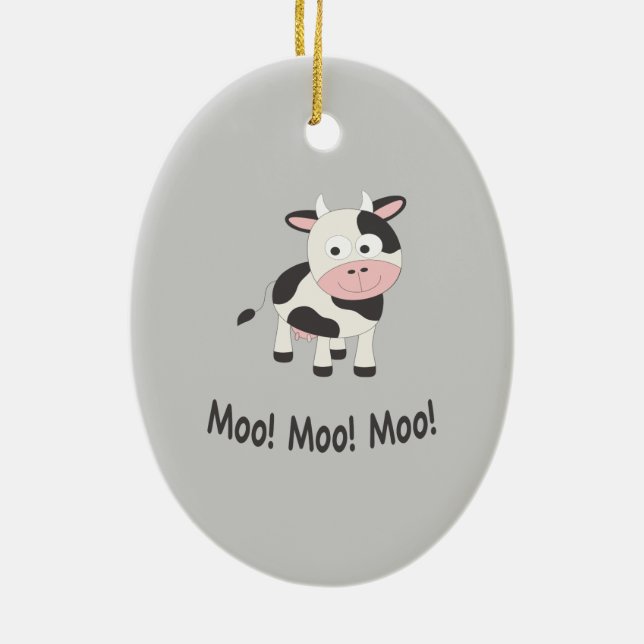 Moo Moo Moo Niedlicher Cartoon Kuh Keramik Ornament (Hinten)