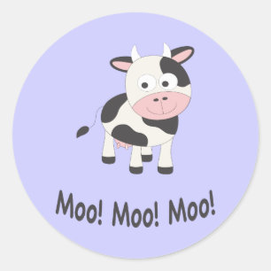 Moo Moo Moo Niedlicher Cartoon Kuh Runder Aufkleber