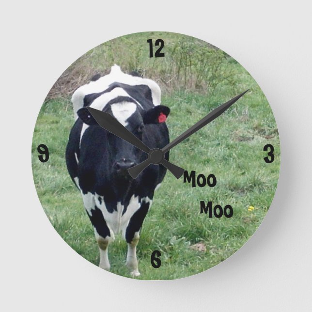 MOO-MOO-Wanduhr Runde Wanduhr (Vorderseite)