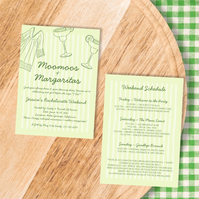 Moo Moos & Margaritas Green Bachelorette Weekend Einladung (Moo Moos & Margaritas Green Bachelorette Weekend Invitation)