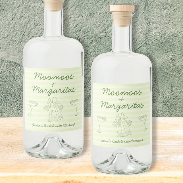 Moo Moos & Margaritas Handgeschriebene Bachelorett Alkoholflaschenetikett (Moo Moos & Margaritas Handwritten Bachelorette Liquor Bottle Label)
