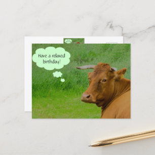 Moo! Niedliche Kuh wünscht eine entspannte Geburts Postkarte