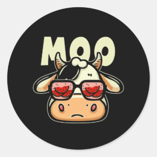 Moo Niedliche Kühe für Kinder Cartoon Kuh Gesicht Runder Aufkleber