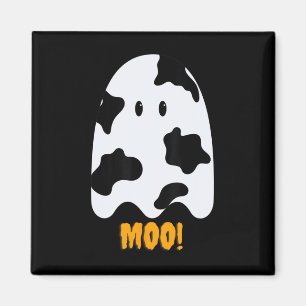 Moo! Niedlicher Spaß Kuh Print Ghost Halloween T-S Magnet