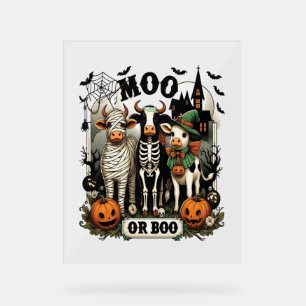 Moo oder Boo Halloween Cow Acrylschild
