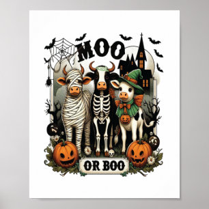 Moo oder Boo Halloween Cow Poster