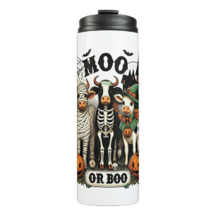 Moo oder Boo Halloween Cow Thermosbecher