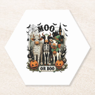 Moo oder Boo Halloween Cow Untersetzer