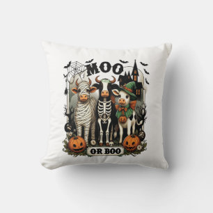 Moo oder Boo Halloween-Kuh Kissen