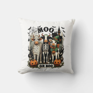 Moo oder Boo Halloween-Kuh Kissen