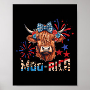 Moo-rica Highland-Kuh 4. Juli Gedenktag Poster